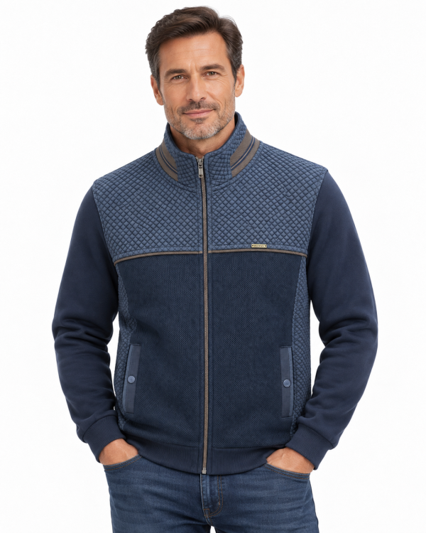 Veste bi-matière texturée marine — photo 3