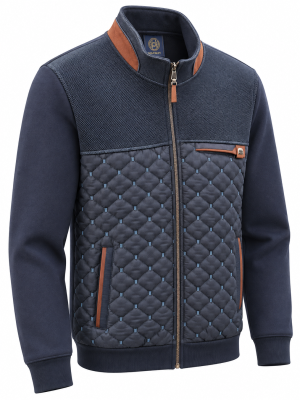 Veste zippée bi-matière matelassée — photo 2
