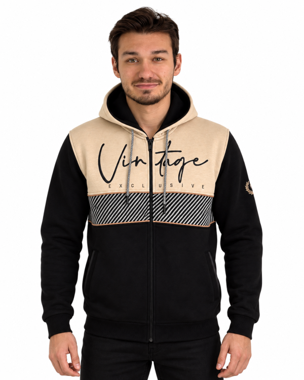 Gilet Capuche Vintage Bande Rayée — photo 4