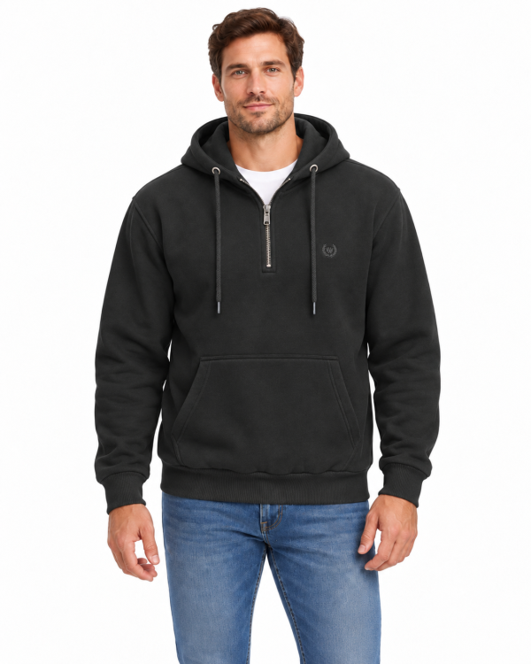 Sweat-shirt Capuche uni demi zip. — photo 8