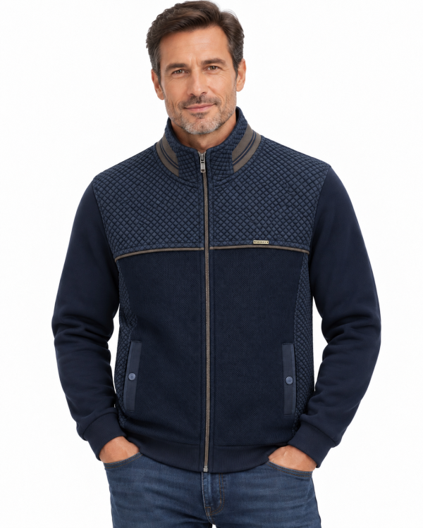 Veste bi-matière texturée marine — photo 3