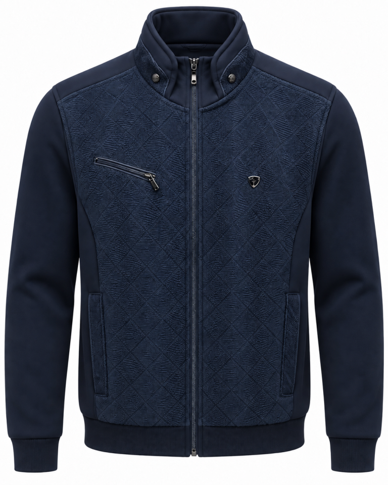 Veste bi-matière maille texturée style Jacquard
