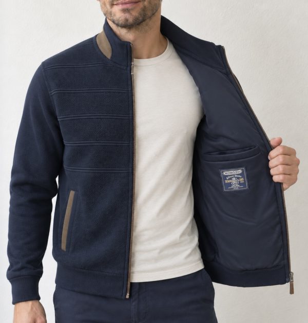 Veste zippée bi-matière à bande tricot — photo 3