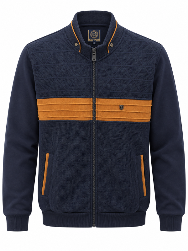 Veste Zip Bande Contraste Suédine Camel — photo 1