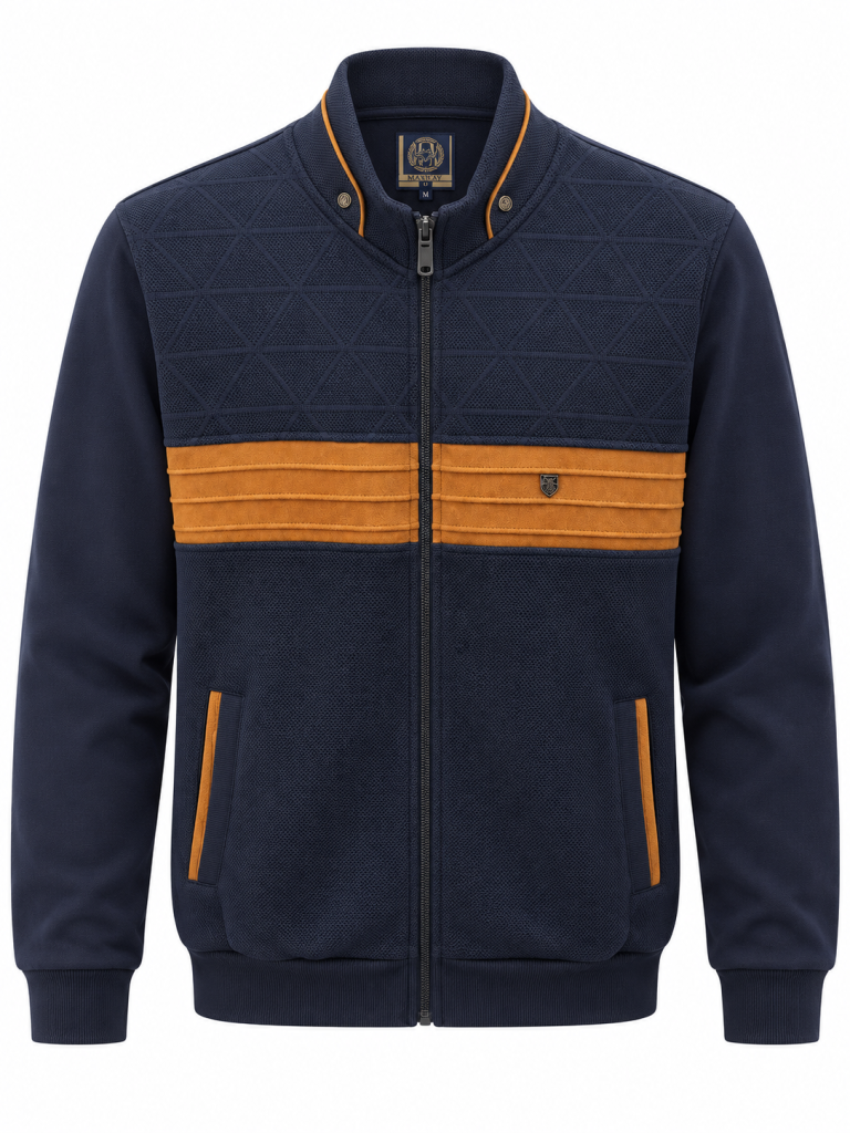 Veste Zip Bande Contraste Suédine Camel
