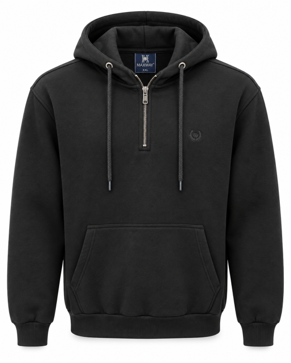 Sweat-shirt Capuche uni demi zip. — photo 4
