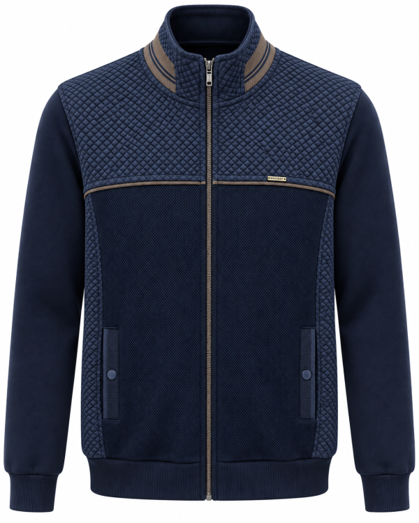 Veste bi-matière texturée marine — photo 1