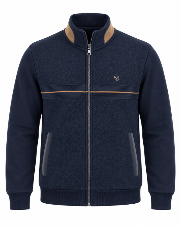 Veste zippée bi-matière à bande tricot — photo 1