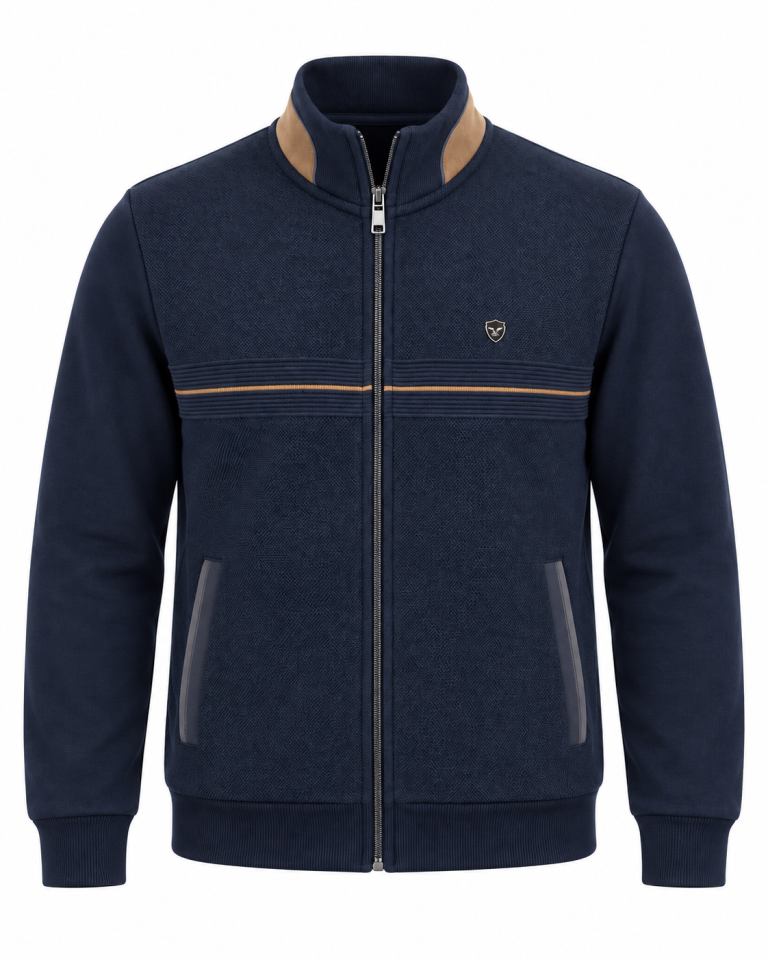 Veste zippée bi-matière à bande tricot