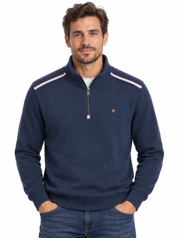 Polo zip col montant détails contrastés. — photo 10