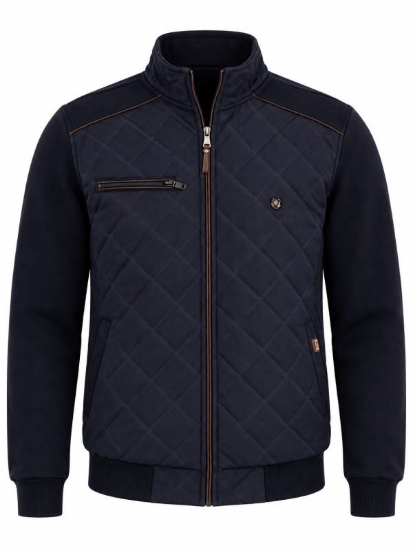 Veste zip bi-matière matelassée puff devant Marine/Marine — photo 1