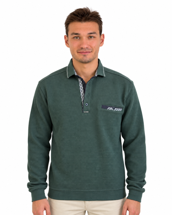 Polo manches longues texture nid d’abeille — photo 3
