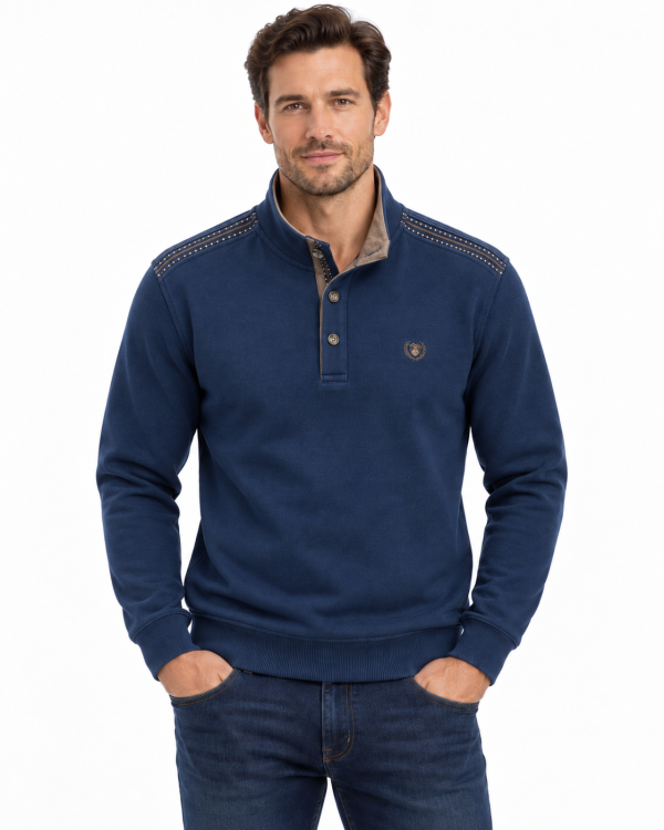 Polo manches longues col montant boutons — photo 5
