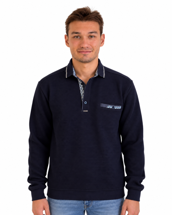 Polo manches longues texture nid d’abeille — photo 5