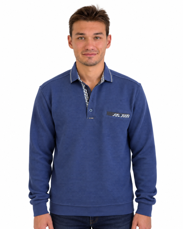 Polo manches longues texture nid d’abeille — photo 2