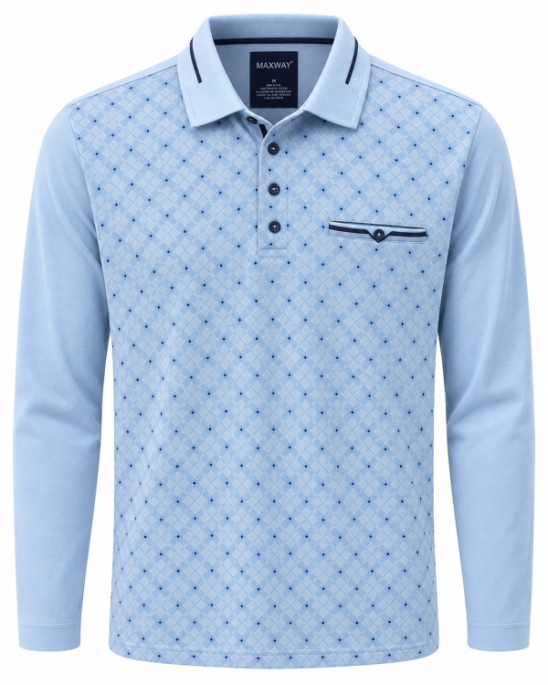 Polo manches longues à motif graphique 100% Coton — photo 2