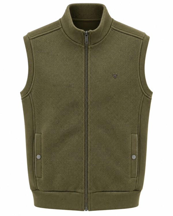 Gilet Zip Sans Manches bi matière Maille texturée/Coton — photo 1