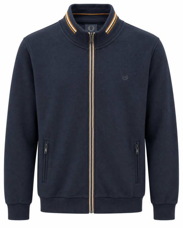 Veste coton piqué contraste camel — photo 1