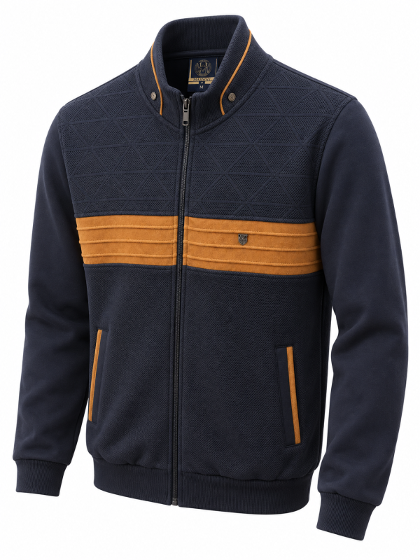 Veste Zip Bande Contraste Suédine Camel — photo 2