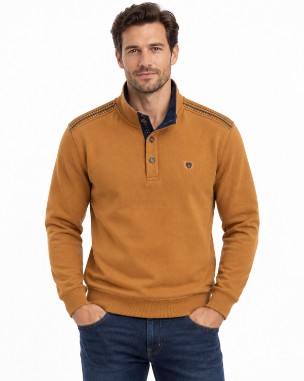 Polo manches longues col montant boutons — photo 7
