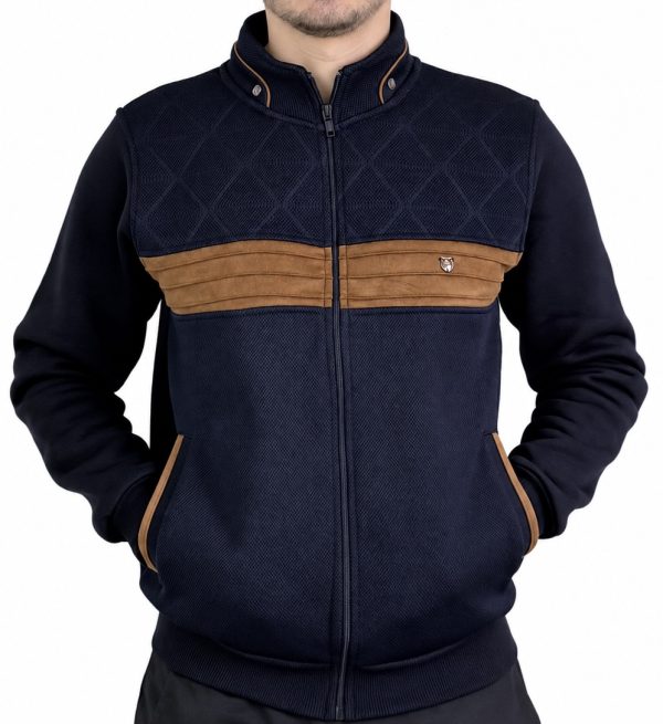 Veste Zip Bande Contraste Suédine Camel — photo 4