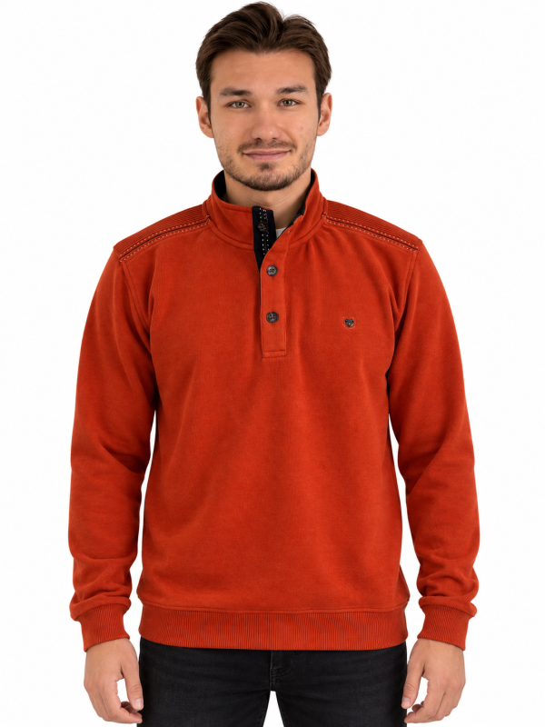 Polo manches longues col montant boutons — photo 10