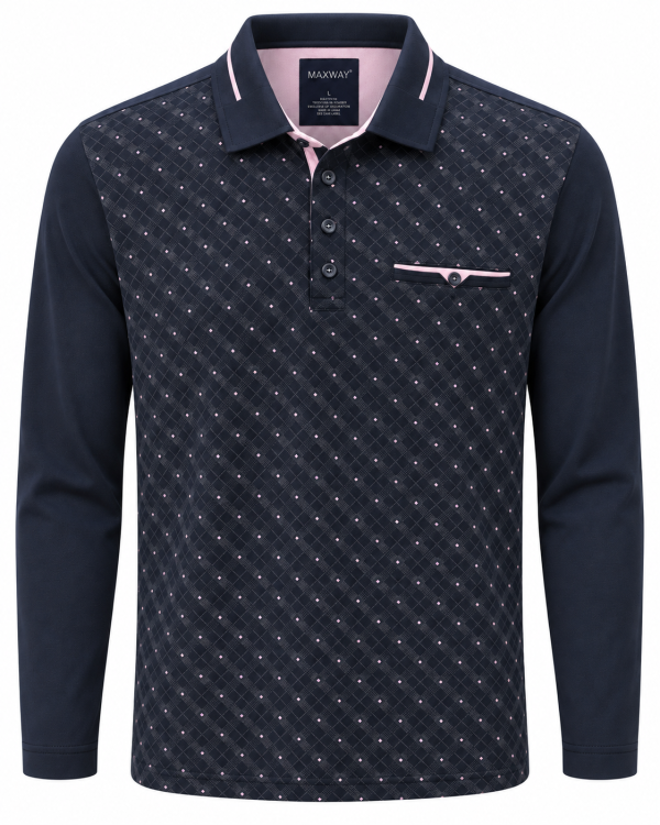 Polo manches longues à motif graphique 100% Coton — photo 3