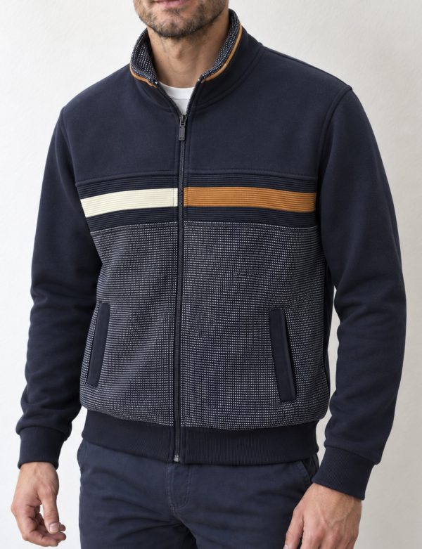 Veste zip bandes contraste camel/écru — photo 4