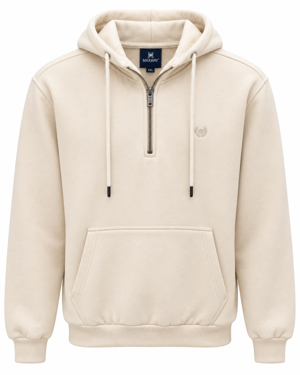 Sweat-shirt Capuche uni demi zip. — photo 2