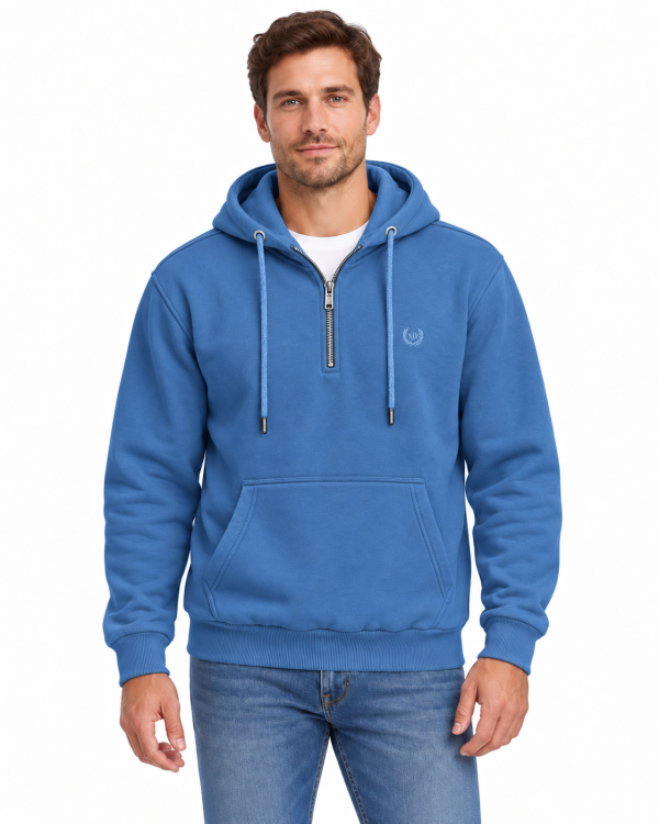 Sweat-shirt Capuche uni demi zip. — photo 5