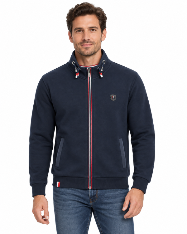 GiletZippé Homme Marine – Col Montant & Finitions Tricolores – MAXWAY — photo 2