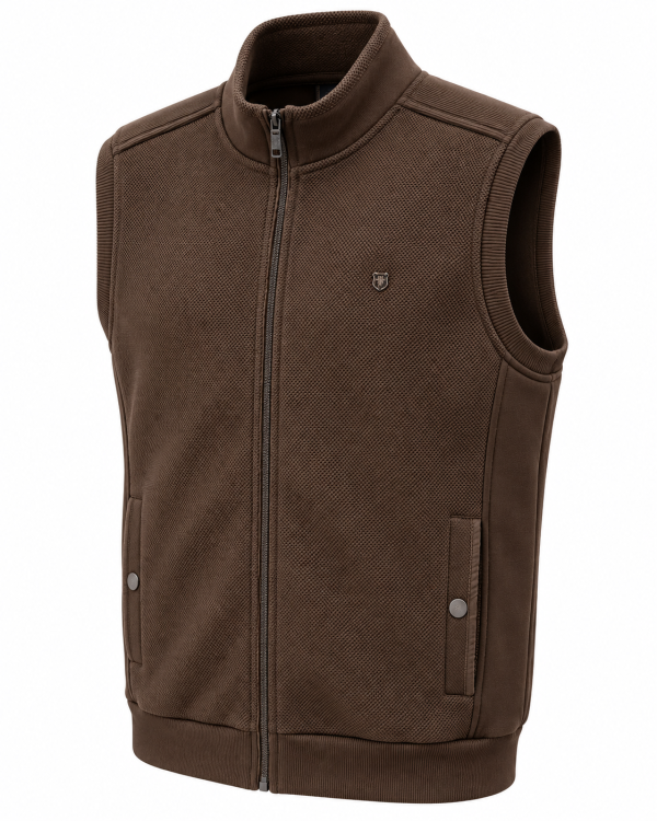 Gilet Zip Sans Manches bi matière Maille texturée/Coton — photo 7
