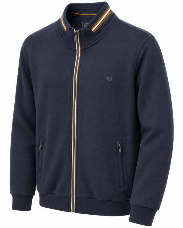 Veste coton piqué contraste camel — photo 2