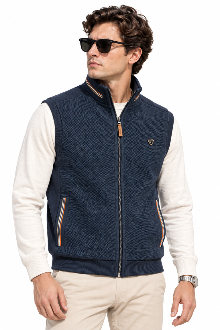 Gilet Sans Manches en Maille texturée/Coton