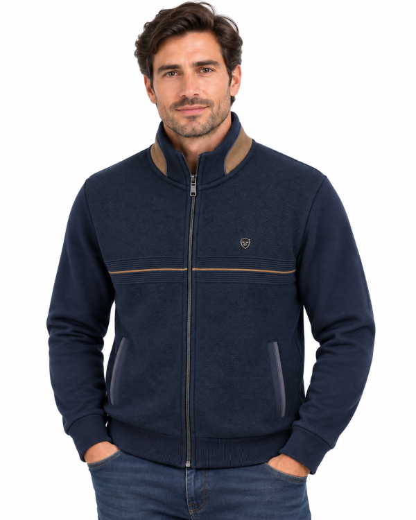 Veste zippée bi-matière à bande tricot — photo 5