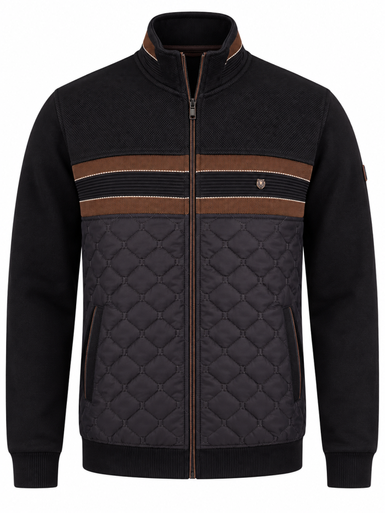 Veste Zip Bimatière Devant Matelassé Puff Surpiqures.