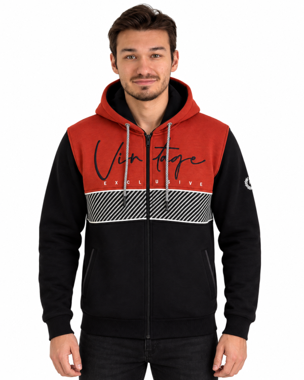 Gilet Capuche Vintage Bande Rayée — photo 5