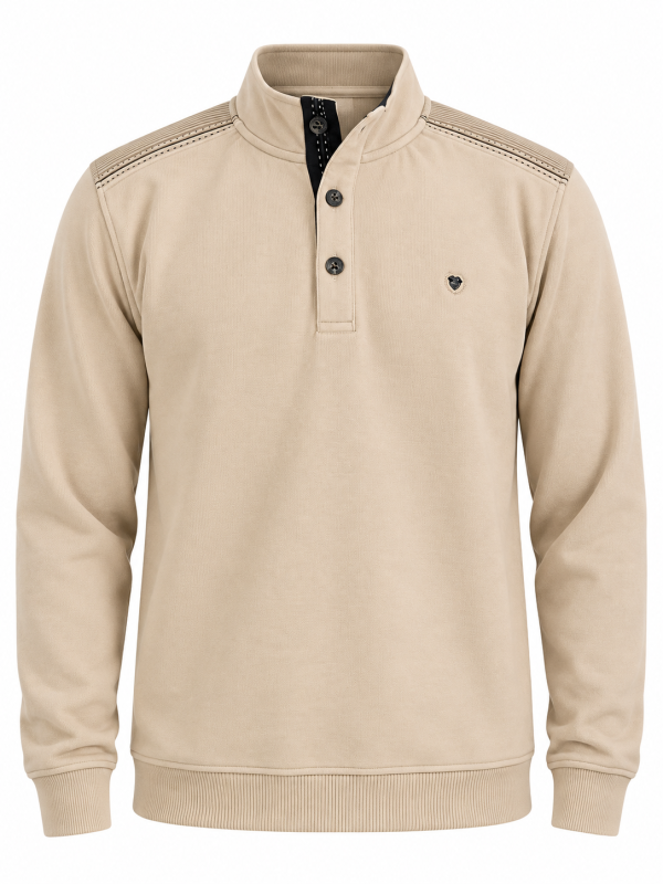 Polo manches longues col montant boutons — photo 4