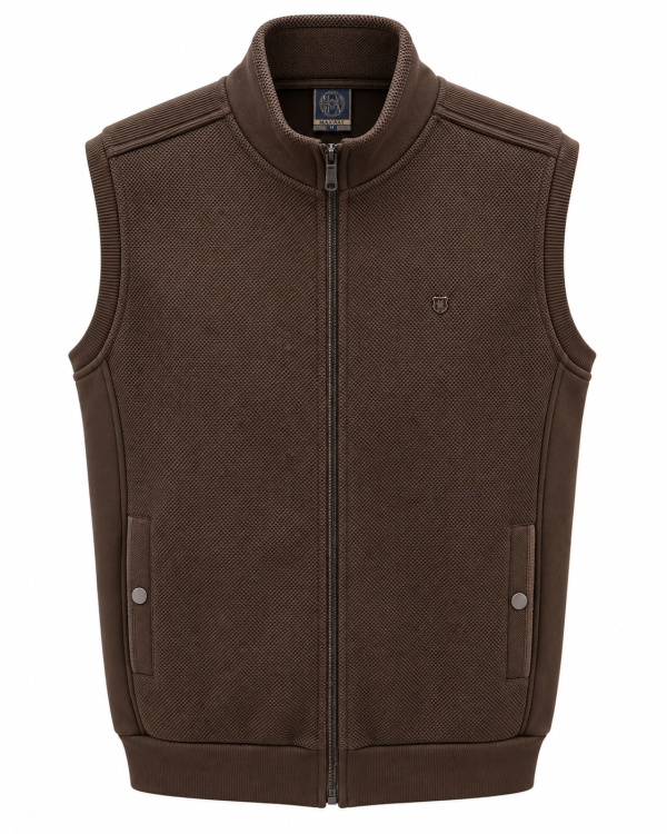 Gilet Zip Sans Manches bi matière Maille texturée/Coton — photo 6