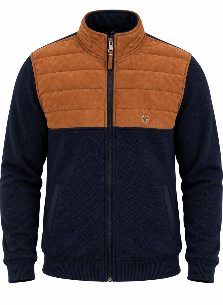 Veste zippée bi-matière matelassée puff