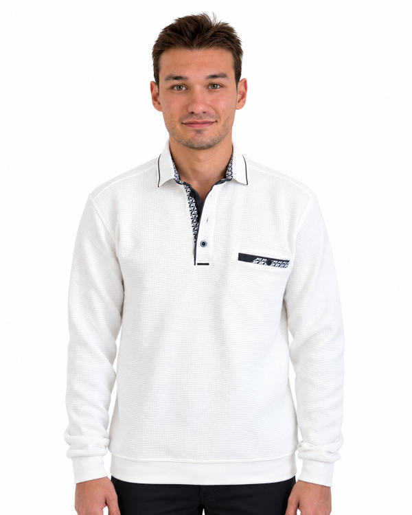 Polo manches longues texture nid d’abeille — photo 4