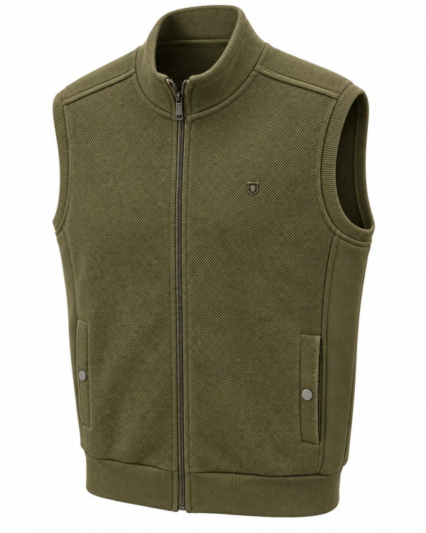 Gilet Zip Sans Manches bi matière Maille texturée/Coton — photo 2