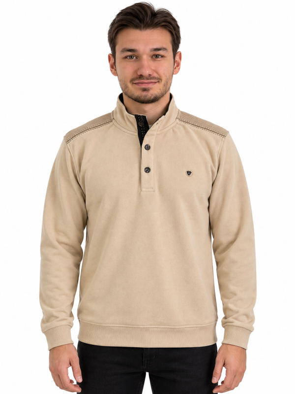 Polo manches longues col montant boutons — photo 9