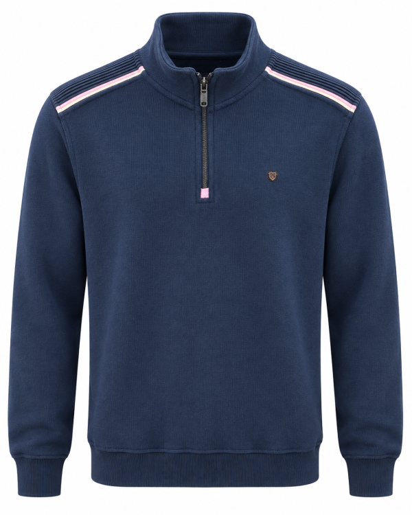 Polo zip col montant détails contrastés. — photo 1