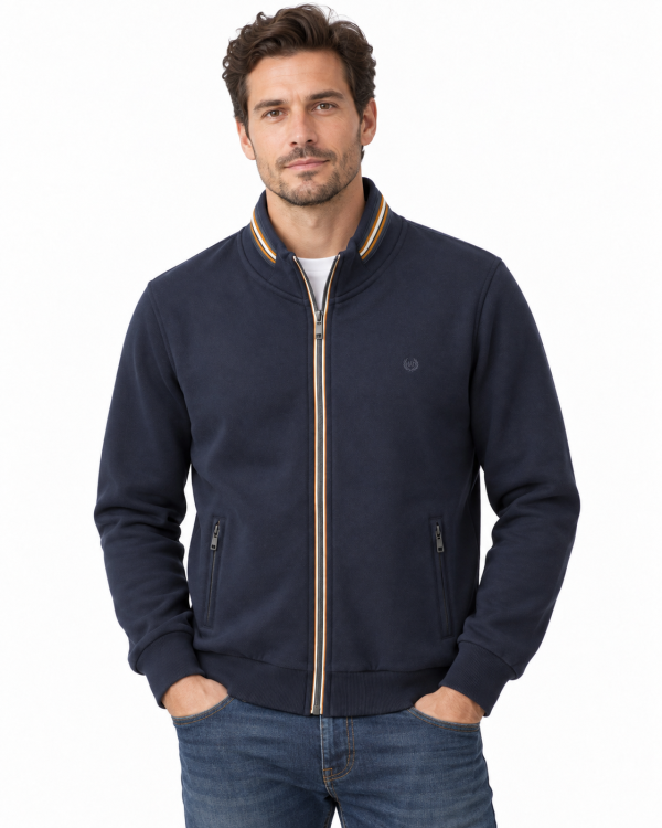 Veste coton piqué contraste camel — photo 4