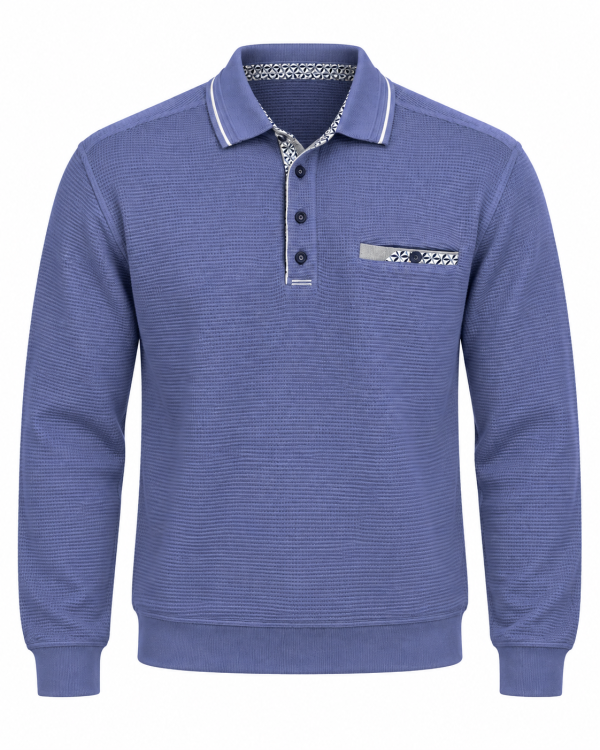 Polo manches longues texture nid d’abeille — photo 1