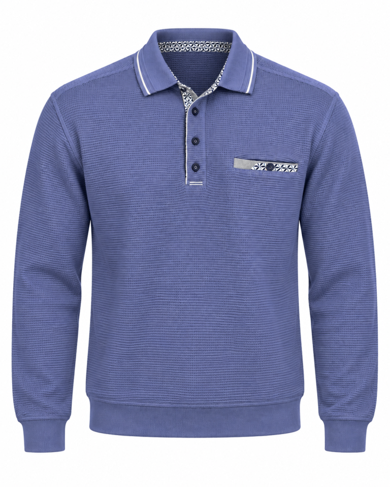 Polo manches longues texture nid d’abeille MAXWAY