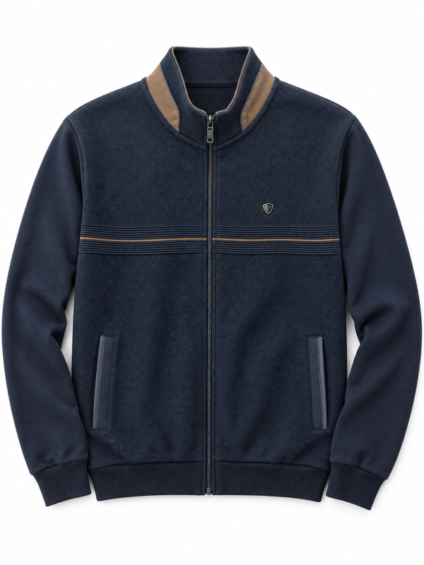 Veste zippée bi-matière à bande tricot — photo 2