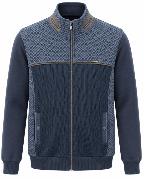 Veste bi-matière texturée marine — photo 1