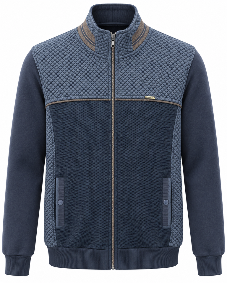Veste bi-matière texturée marine